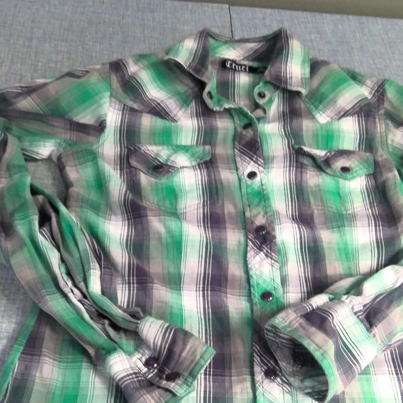 Cruel Girl Western Pearl Snap Flannel Shirt Button Up Plaid Women's Small - Picture 2 of 8